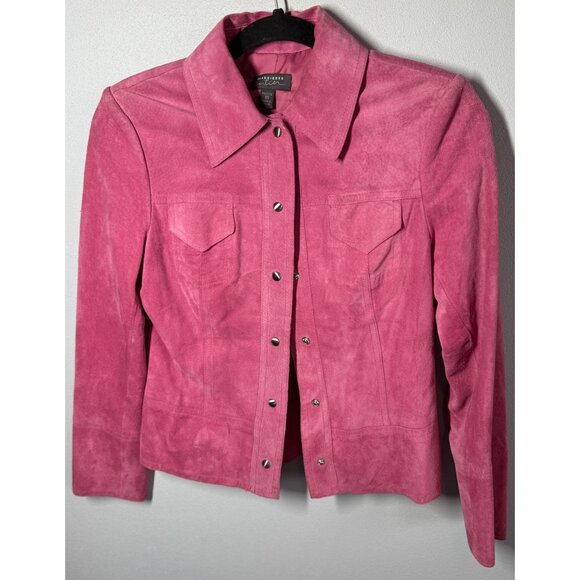 VTG Classiques Entier Suede Snap Up Jacket XS Pink Western Retro Barbiecore - Picture 1 of 11